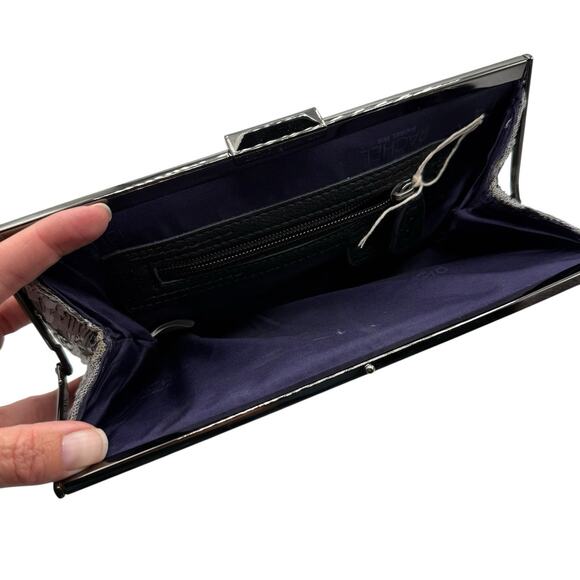 Rachel Roy Handbag Gray Silver Sequin Purse Clutch Bag Evening Cocktail - Picture 4 of 11